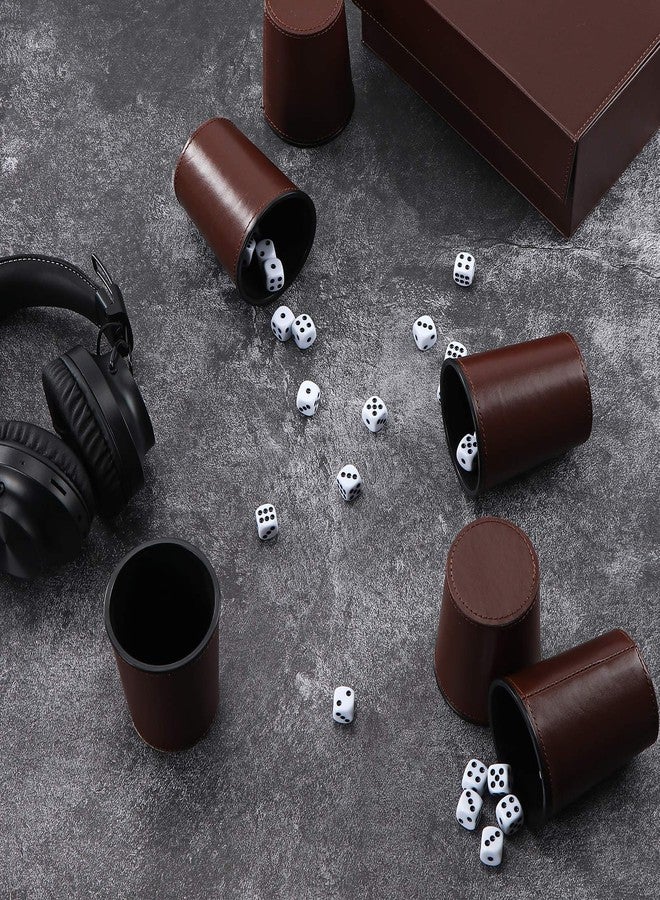 ImnBest Party Games Leather Dice Cup Set, 6 Black Leather Dice Cups +30 Dice + Exclusive Storage and Transport Case Made of Faux Leather - Image 4